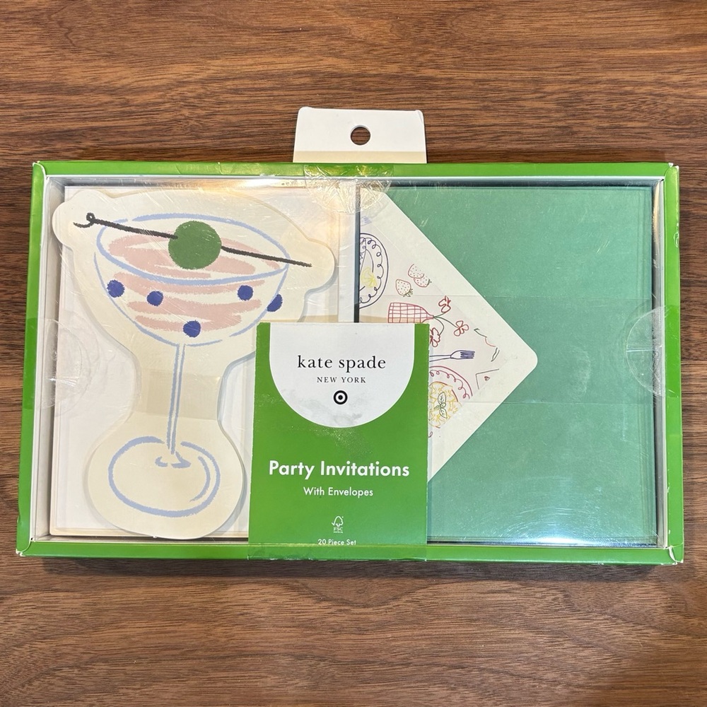 NEW Kate Spade New York Target Party Invitations Martini Olive Cocktail Invites